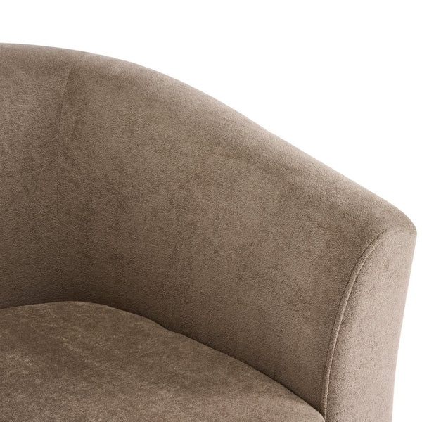 English Elm Halo Velvet Barrel Swivel Accent Chair with Bentwood Ring Base for Living Rooms Light Brown N776P378583B