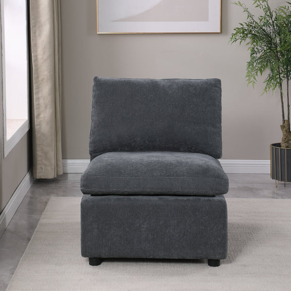 English Elm Modern Armless Middle Module For Sectional Sofa - Chenille Grey Accent Chair For Versatile Seating W1123P178266