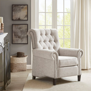 JLA Home Madison Park - Upholstered Aidan Manual Push-Back Recliner — Compact 3-Position Tufted Chair with Nailhead Trim MP103-0609