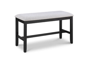 English Elm 1pc Counter Height Bench 42" Linen-Look Light Gray Upholstery Black Frame Stylish Dining Seat B011P257338