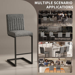 English Elm Faux Leather Counter Stools Set of Two Ergonomic Curved Back Metal Frame Kitchen Seating Dark Gray W5096P400650