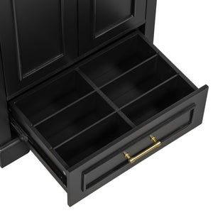 English Elm 24"Bathroom Modern Vanity with Ceramic Sink, Solid Wood Frame, Soft-Close Doors & Smart Storage System Black N729P321378B