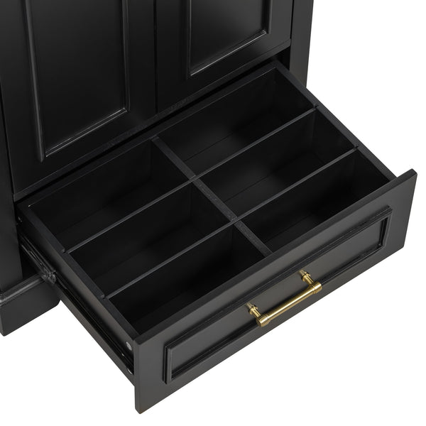 English Elm 24"Bathroom Modern Vanity with Ceramic Sink, Solid Wood Frame, Soft-Close Doors & Smart Storage System Black N729P321378B