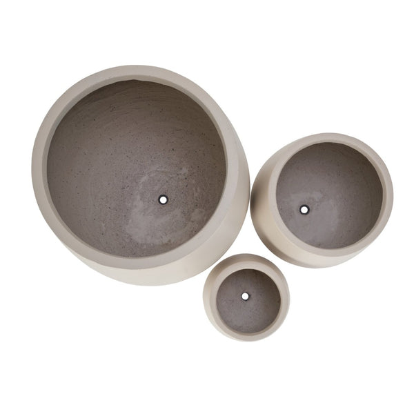 English Elm U_style Mgo Round Planter Set of Three Lightweight Pots for Patio and Indoor Decor N711P406658E