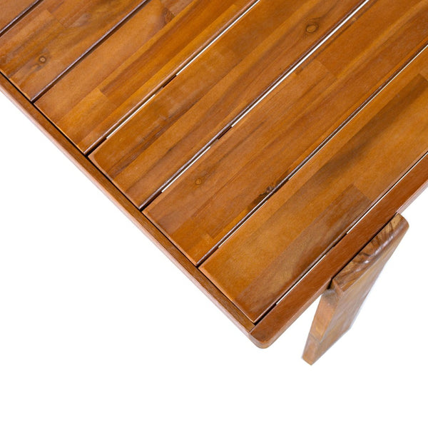 English Elm Outdoor Solid Acacia Wood Rectangular Patio Dining Table Seats Six with Curved Legs N776P387626T