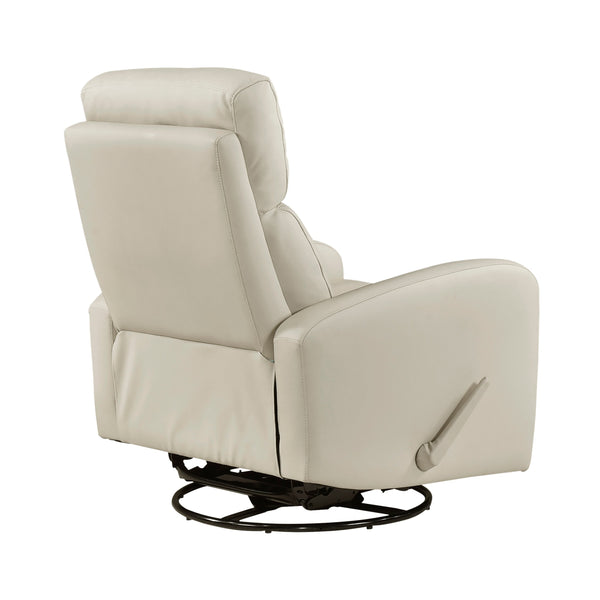 English Elm 1pc Glider Recliner Chair Top Grain Leather Swivel Recliner with Smooth Glide, Plush Foam Comfort Beige 32 L x 30.75 W x 27.5 H B011P395859