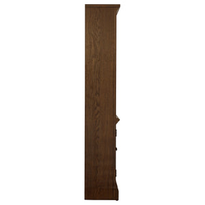English Elm Stigham Burnished Oak Bookcase with 5-Tier Shelves, 3 Adjustable, 2-Door Cabinet & Wire Management B062P357844