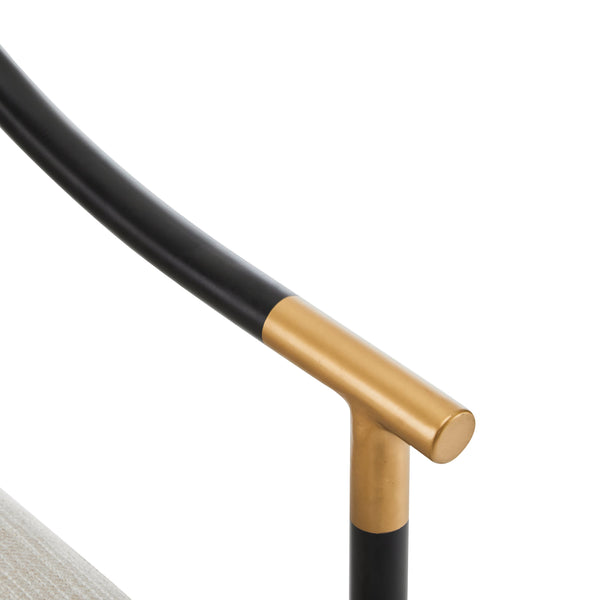 English Elm Christopher Knight Home® - Modern Upholstered Dining Chair with Gold-Tip Accents, Metal Armrests, Heathered Fabric, Set of Two Beige,Black 35.75 L x 22.75 W x 22.5 H N776P195378B