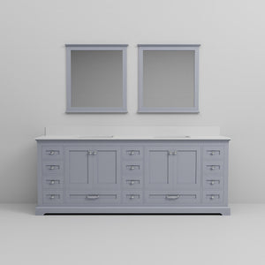 English Elm Dark Grey Double Bath Vanity 84" W x 22" D with White Quartz Top, Soft-Close, 14 Drawers & Mirrors B2731S00825