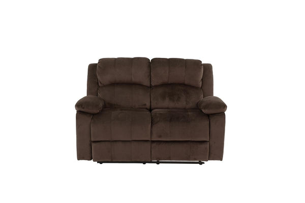 English Elm Motion Loveseat sleek bonded leather reclining sofa with solid wood frame and metal mechanism, luxe comfort for contemporary living spaces Chocolate 58 L x 31 W x 27 H B011P205571