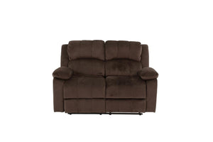 English Elm Modern Suede 3 Piece Reclining Living Room Set with Pillow Arms in Chocolate B011S02394