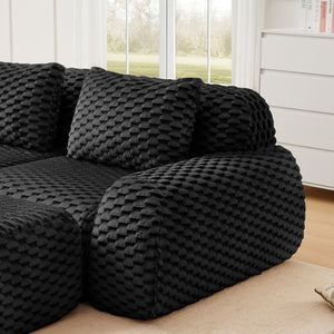 English Elm 114" Oversized U-shaped Sectional Sofa Flannelette Modular Living Room Couch with Ottoman W714S01534