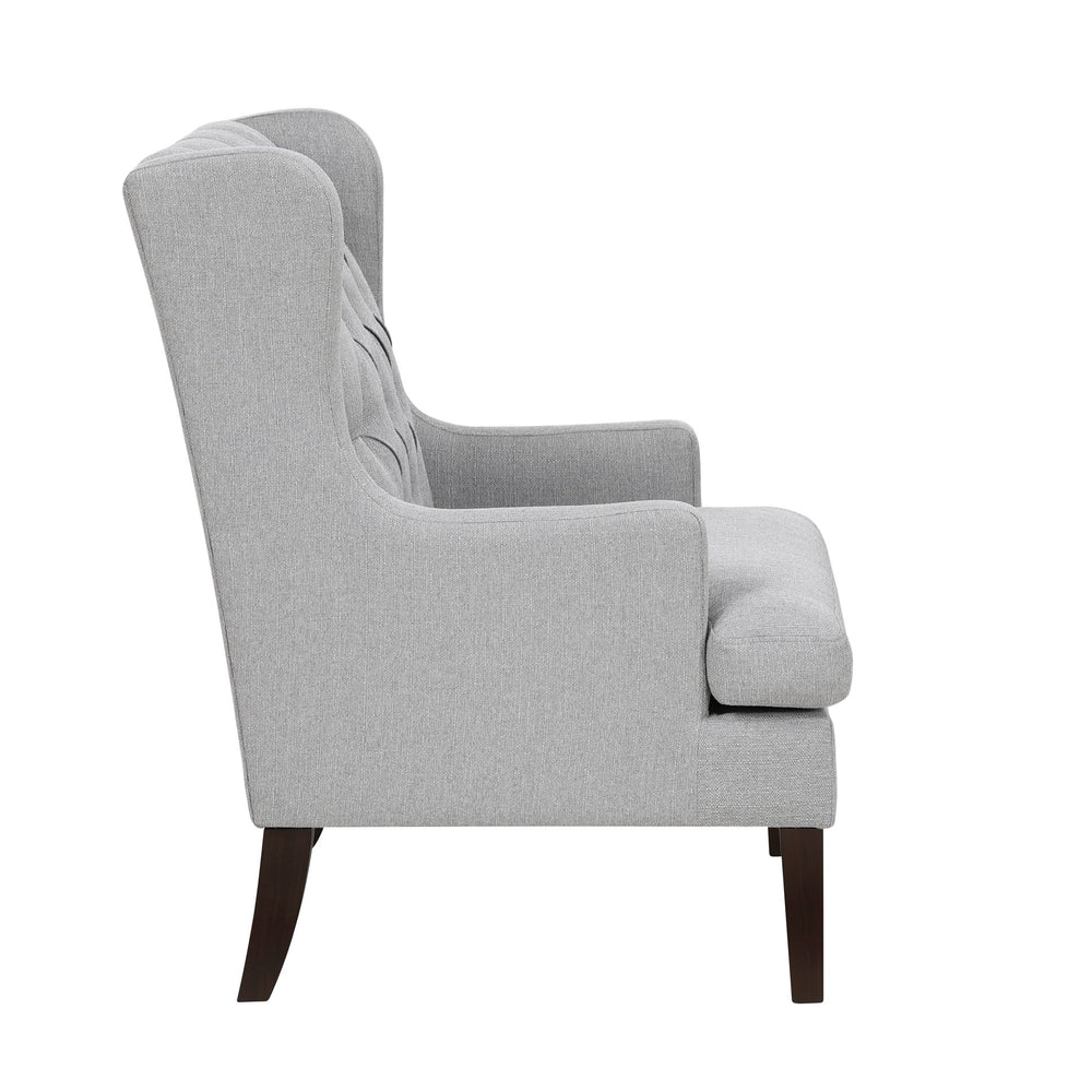 English Elm 1Pc Accent Chair - Elegant Button-Tufted Gray Fabric Upholstery With Plush Foam Cushion For Comfort B011P287709