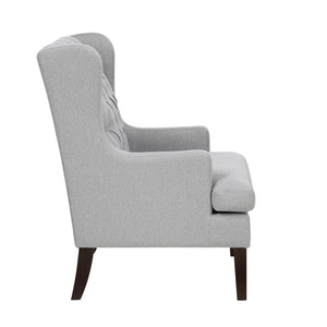 English Elm 1Pc Accent Chair - Elegant Button-Tufted Gray Fabric Upholstery With Plush Foam Cushion For Comfort B011P287709