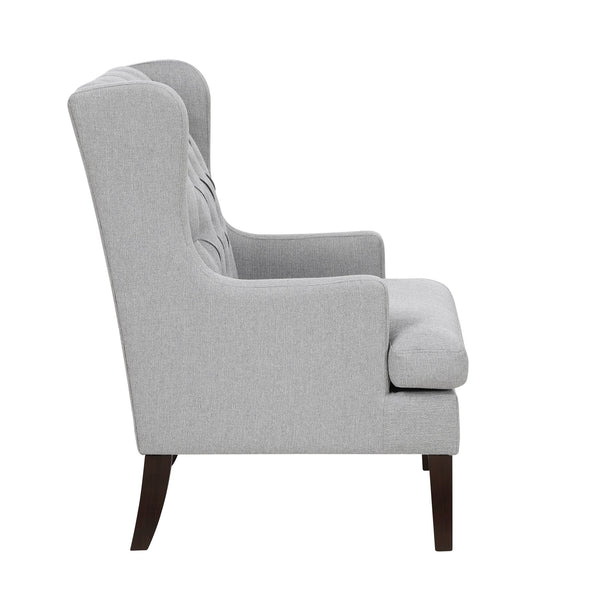 English Elm 1Pc Accent Chair - Elegant Button-Tufted Gray Fabric Upholstery With Plush Foam Cushion For Comfort B011P287709