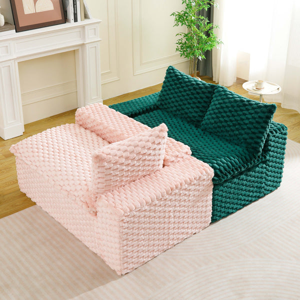 English Elm Luxury Color-Block Turtle Velvet Multifunctional Sofa - Cozy Modular Design For Stylish Living Spaces W3371S00054