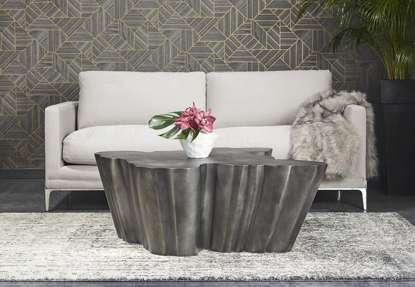 Sunpan Lynx Coffee Table - Bold Organic Design with Unique Shape, Perfect for Modern Living Spaces Antique Grey