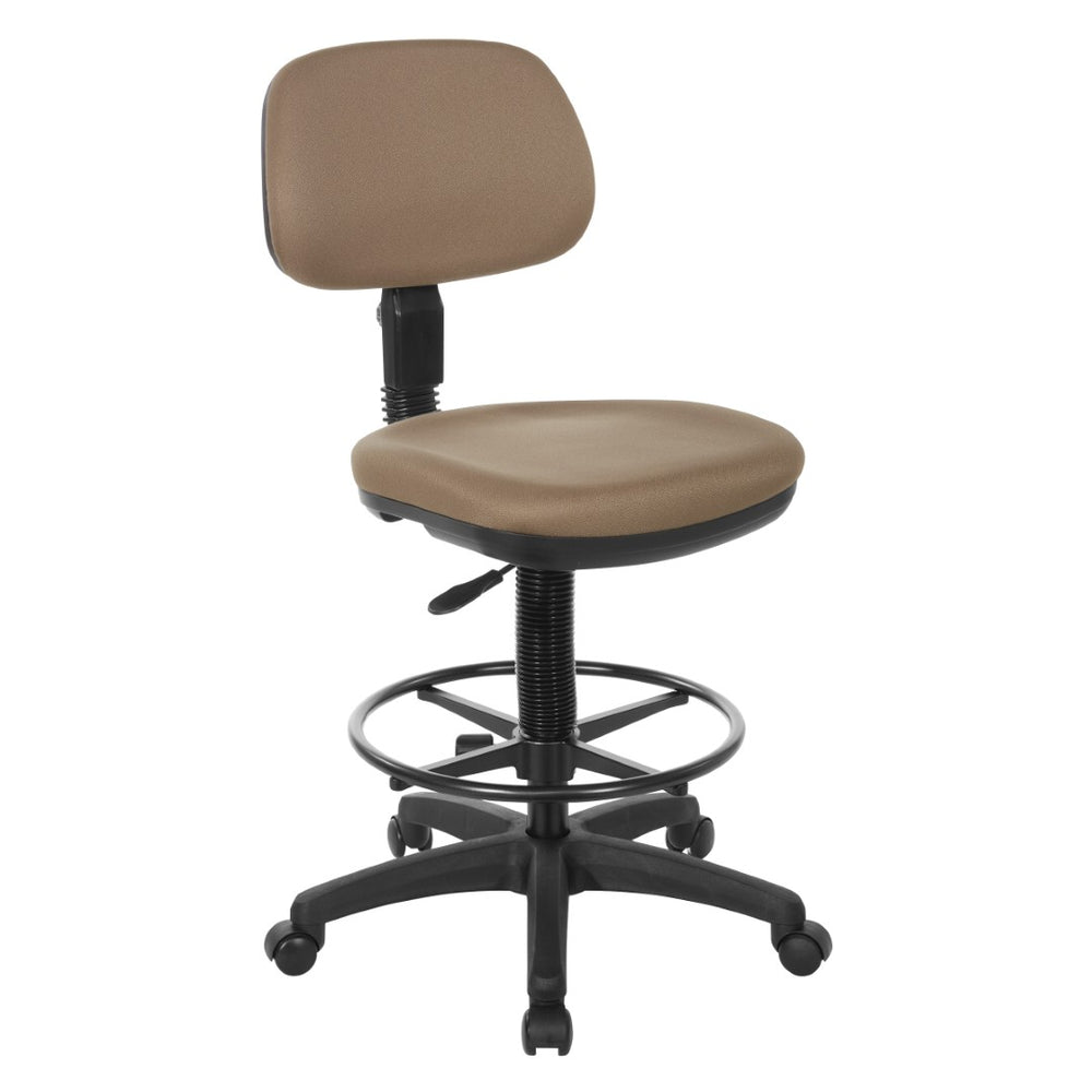OSP Home Furnishings Sculptured Ergonomic Drafting Chair with Pneumatic Lift Adjustable Footrest and Chrome Base DC517-232