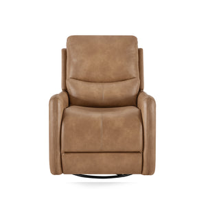 English Elm Jennifer Taylor Home - Dublin 30" Swivel Power Recliner Arm Chair in Saddle Faux Leather with 360° Base and Plush Foam Support Brown B2719P328580