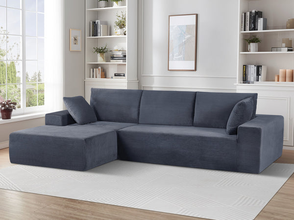 English Elm Cozyform Convertible Sectional Sofa In Dark Gray Corduroy, No Assembly Modern Couch For Any Space B2735P359711