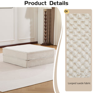 English Elm Compression Mahjong Sofa Convertible Floor Bed Modular Boneless Sectional with Ottoman, White Circle Fleece Comfort and Memory Foam Support W3723P377149