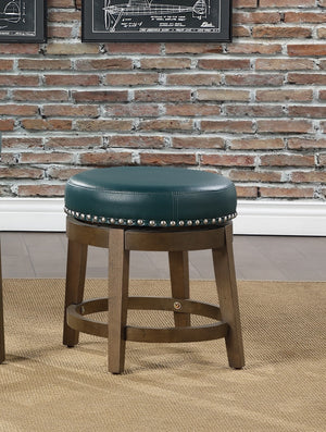 English Elm Round Swivel Stool Set of 2 with Black Faux Leather Seat, Nailhead Trim & Solid Wood Legs, 19.5" H Brown+Green 35.75 L x 21 W x 9.75 H B011P201570