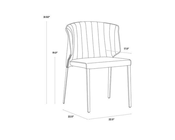 Sunpan Zayden Dining Chair - Modern Belfast Oatmeal Fabric, Gold Stainless Steel Legs, Stylish Comfort