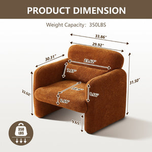 English Elm Best-selling Boucle Cloud Chair Curved Plush Upholstered Armchair with Lumbar Pillow Included Orange W1765P334055