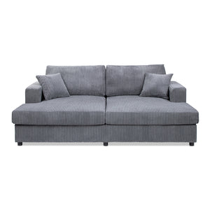 English Elm Jennifer Taylor Home - Goliath Oversized 86" Double Chaise Sofa Bed in Carbon Gray Corduroy — Plush Daybed, Deep Seats, Low-Profile Design B2719P318951
