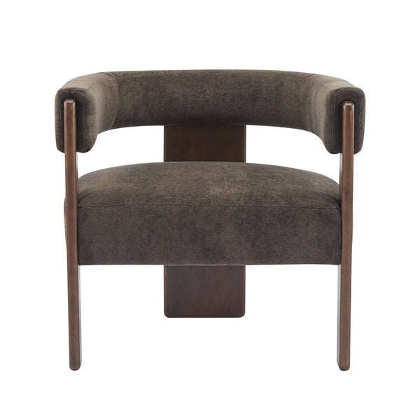 English Elm Christopher Knight Home® - Modern Velvet Upholstered Accent Arm chair with Barrel Back Design, Luxurious Velvet Comfort & Curved Legs Dark Brown,Walnut 29.5 L x 25.5 W x 14.5 H N776P205886D