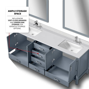 English Elm Dark Grey Double Bath Vanity With White Quartz Top, Faucet Set & 30" Mirrors - Stylish & Durable! B2731S01057