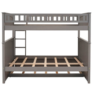 English Elm Full Over Bunk Bed with Trundle Solid Pine Wood Kids Bedroom Sleeper LT000044AAN-1