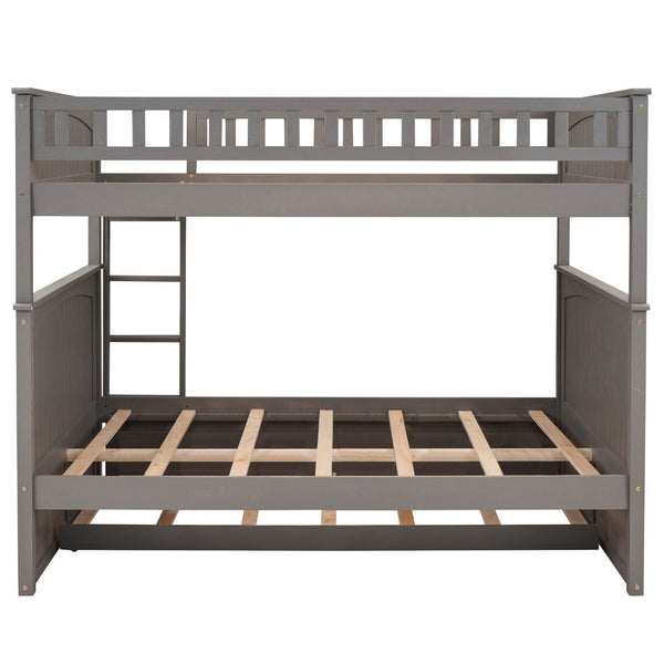 English Elm Full Over Bunk Bed with Trundle Solid Pine Wood Kids Bedroom Sleeper LT000044AAN-1