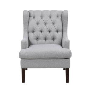 English Elm 1Pc Accent Chair - Elegant Button-Tufted Gray Fabric Upholstery With Plush Foam Cushion For Comfort B011P287709