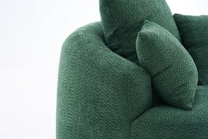 English Elm 360° Swivel Chair upholstered barrel accent chair with plush high-resilience foam and pillows for comfort Antique Green W2231P264471