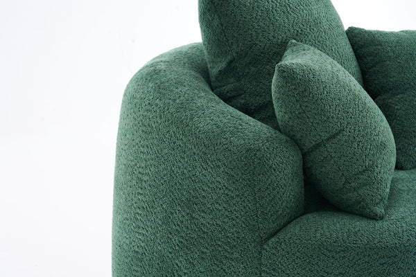 English Elm 360° Swivel Chair upholstered barrel accent chair with plush high-resilience foam and pillows for comfort Antique Green W2231P264471