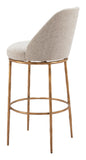 Nordhavn Swivel Barstool Beige & Gold 110271 Zuo Modern