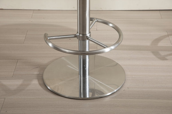 English Elm Titanium Modern Stainless Steel Swivel Bar Stool with Backrest Adjustable Height, Durable Gaslift Base White W2195P290200