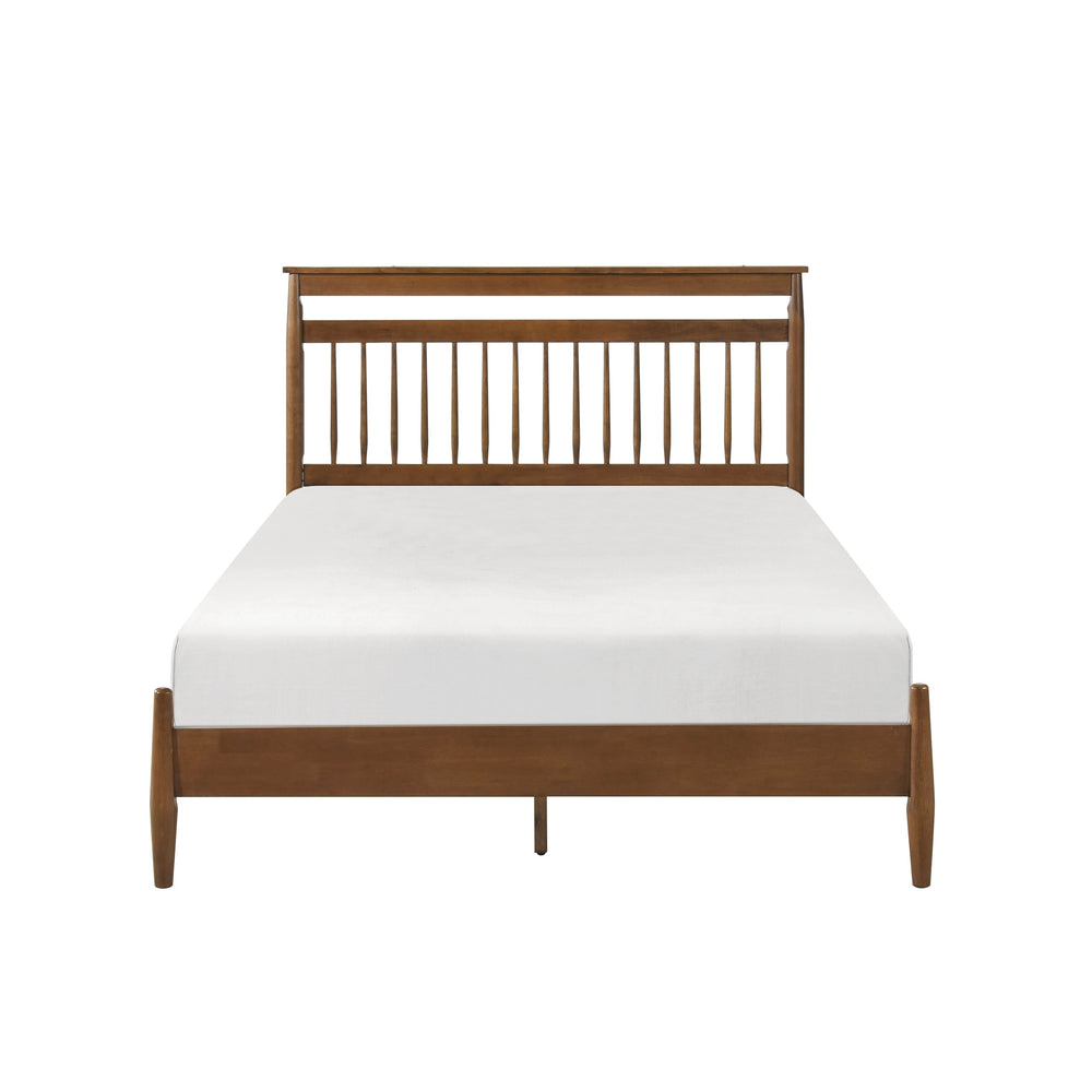 English Elm Transitional Queen Platform Bed with Arts & Crafts Inspired Wood Frame, Warm Finish, Slat Support Chestnut 60 L x 24.75 W x 6 H B011P207873