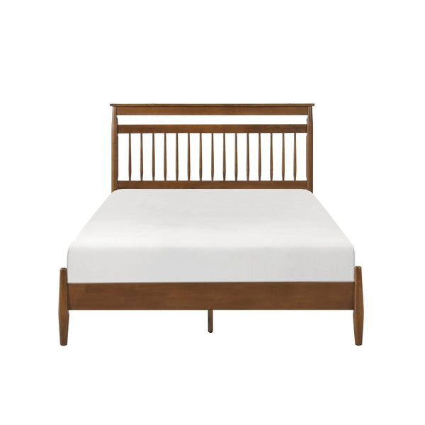 English Elm Transitional Queen Platform Bed with Arts & Crafts Inspired Wood Frame, Warm Finish, Slat Support Chestnut 60 L x 24.75 W x 6 H B011P207873