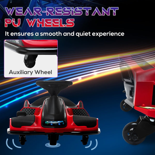 English Elm Aosom Kids Battery Powered Drift Kart with Led Lights Music and Slow Start Feature W2225P217181