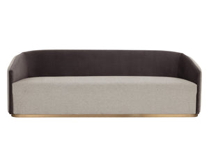 Sunpan Sheva Sofa - Elegant Comfort with Silverstone Fabric & Gold Powder-Coated Base for Any Space