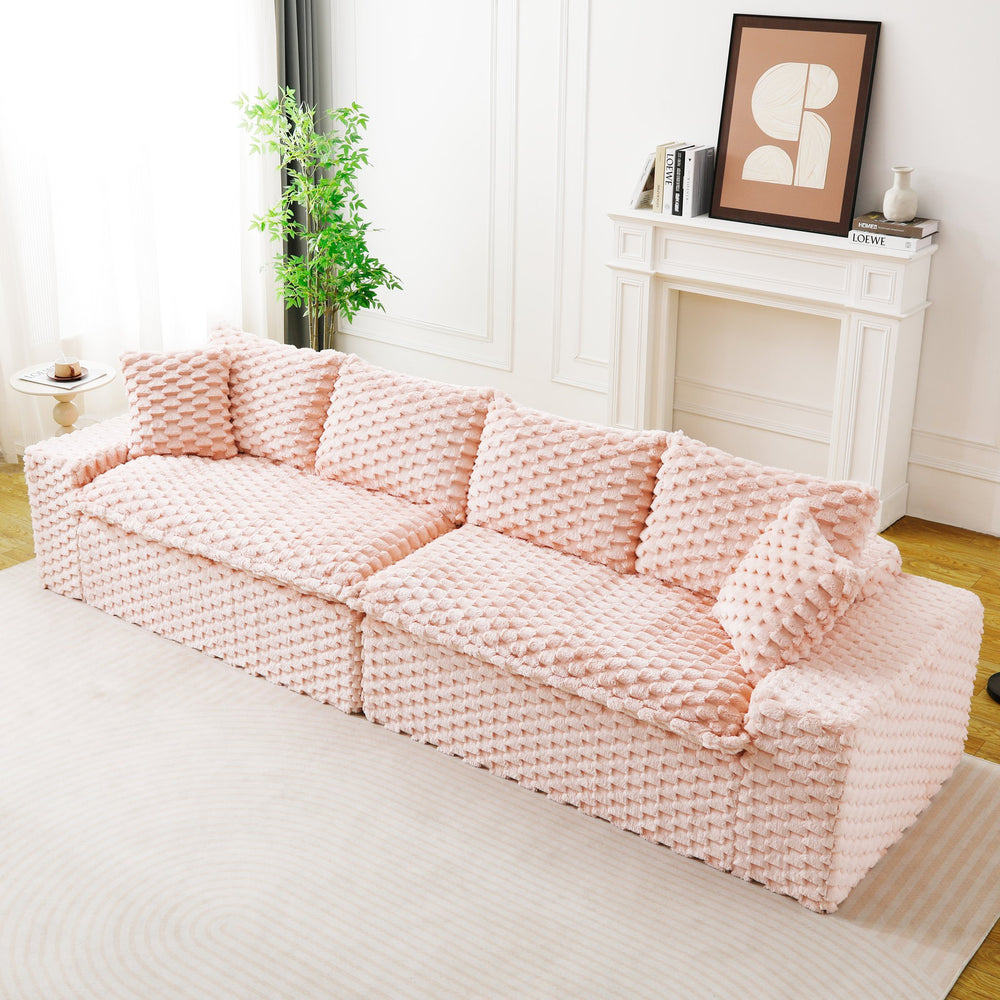 English Elm Luxury Turtle Velvet Multifunctional Sofa - Convertible 4-Seat Modular Design, Plush Sponge Comfort W3371S00031