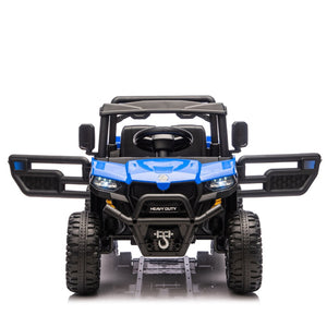 English Elm 24v Electric Kids Dump Truck 4wd Six Wheel Ride on with Remote Suspension Cargo Bucket Blue W1578P380843