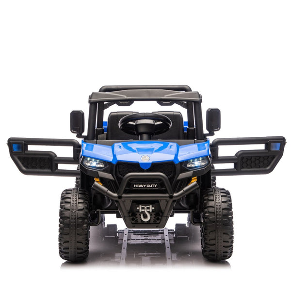 English Elm 24v Electric Kids Dump Truck 4wd Six Wheel Ride on with Remote Suspension Cargo Bucket Blue W1578P380843