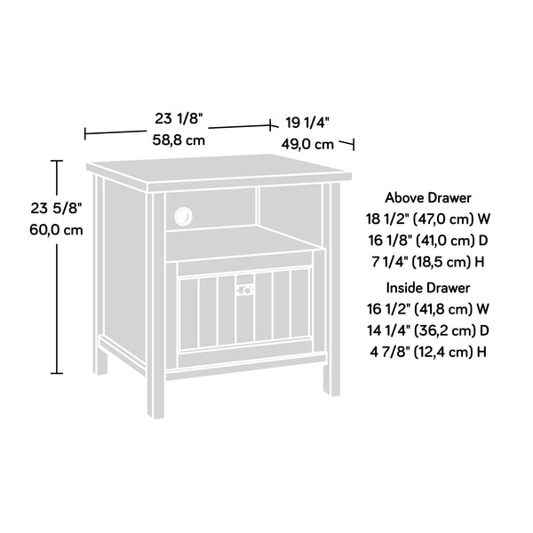 English Elm Night Stand - Stylish Gray Finish, Compact Design With Drawer & Shelf For Organized Bedroom Storage B356P402791