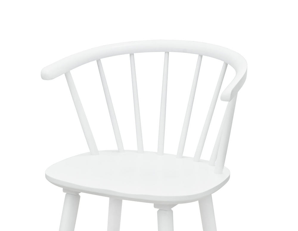 English Elm 2pc White Contemporary Counter Height Stool Chairs with Spindle Back, Ergonomic Curved Seat, Durable Wood Finish — Perfect for Islands and Bars B011P378321