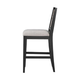 English Elm Set Of 2 Counter Height Chairs With Upholstered Seat, Black and Grey