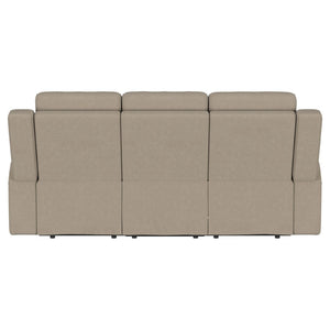 English Elm Slater Manual Reclining Sofa with Channel Tufted Back and Suede Leatherette Upholstery Taupe B062P440392