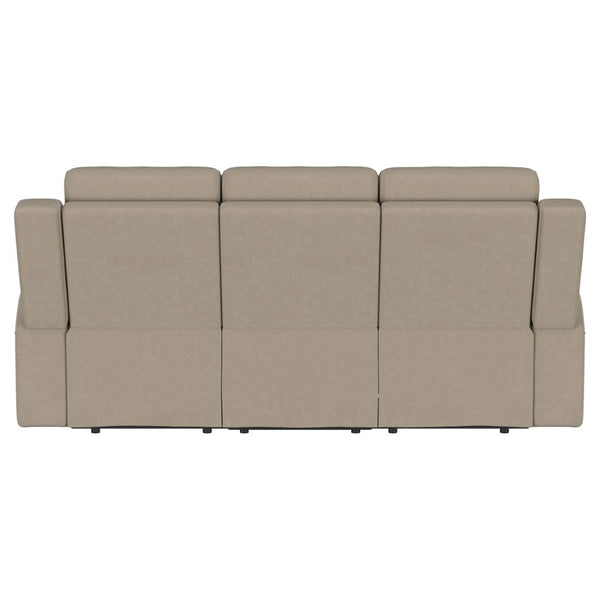 English Elm Slater Manual Reclining Sofa with Channel Tufted Back and Suede Leatherette Upholstery Taupe B062P440392